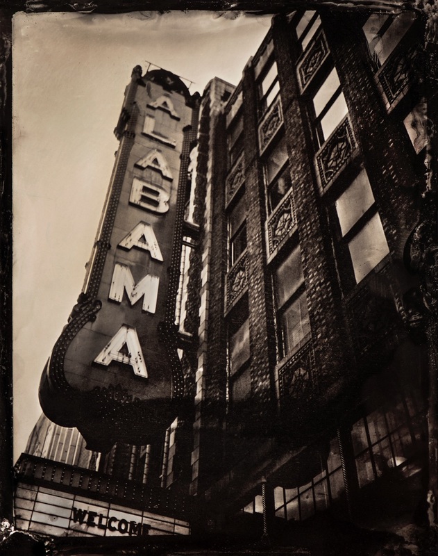 "Alabama Theater"   Wet plate  collodion  on aluminum. (c) 2016   Birmingham, Alabama
Published in "The Hand Magazine", October 2016